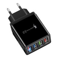 3 stk. Hurtig opladning USB-vægadapter 4 porte sort