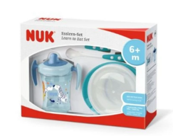 3 pk. NUK Spisesæt Lær-at-spise Blå/turkis 6+ mdr. 