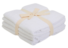 4 pk. Stofbleer i organic muslin fra Pippi - White (4-pak)