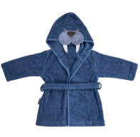 2 stk. Nørgaard Madsens Badekåbe - Middle Blue m. Hvalros - Str. 4 år 