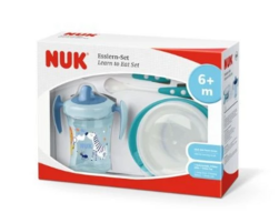 3 pk. NUK Spisesæt Lær-at-spise - Blå/turkis 6+ mdr.