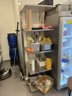 5 stk. hylder i rustfri stål m. ophæng