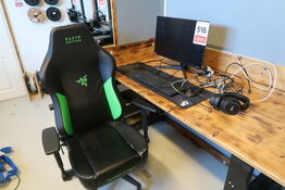 Samsung LF24T370FWR 24" skærm + keyboard, mus, headset & gamerstol