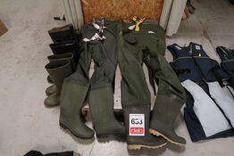 2 sæt waders + 4 par gummistøvler