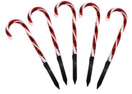 12 pk. Candy Cane bedlamper. 5 stk i pk. Led m/timer til batterier