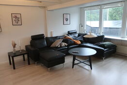 Lædersofa samt bord m.m.