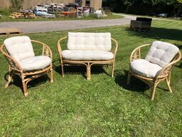 Jamaica loungesofa og 2 stole - rattan med hynder