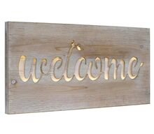 5 stk. Welcome træskilt LED m. timer 60x30(ubrugt)