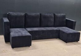 Boston U-Sofa 320x150x150 cm. Sort rib stof