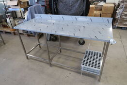 Rustfri stålbord m. bagkant 180x70xH90cm
