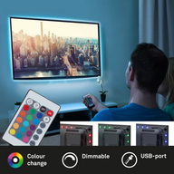 8 stk. briloner rgb led tv lys sæt med remote(ubrugt)