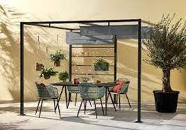 Bali Pergola 3x3m Antracit ramme med dug i natur