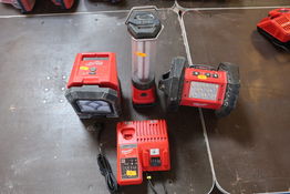 3 stk. arbejdslamper MILWAUKEE M18 AL, M18 PAL, M18 LL