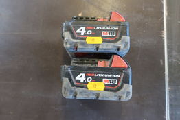 2 stk. batterier MILWAUKEE 4.0 AH