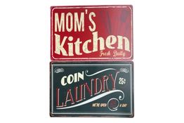 20 stk. Metalskilt, 2 stk. 20 x 30 cm., Moms Kitchen og Coin Laundry