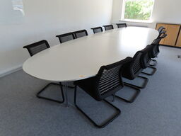 Konferencebord, PIET HEIN Super-Ellipse, med 12 stk. stole