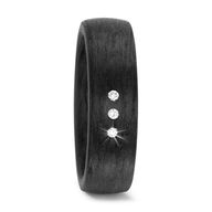 TitanFactory Carbon ring med 3 diamant sten 0.03 ct - str. 52