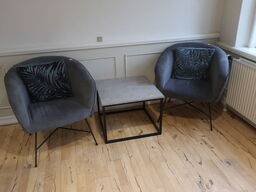 2 pieces gray chairs FAUSING from JYSK incl. pillows