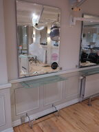 Cutting area (console) with mirror, shelf and footrest