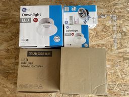 5 stk ass. LED indbygningspots fra GE/TU i 3000K