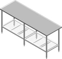 Arbejdsbord 1200x650 m/vulstkant rustfri stål ART