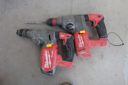 2 stk. akku-borehammer MILWAUKEE M18 ONEFHX u. batteri