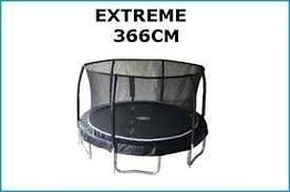 Extreme trampolin med sikkerhedsnet Ø366 cm