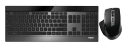 3 stk. RAPOO 9900M - Keypad & Mus sæt - Nordisk - Sort