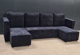 Boston U-Sofa 320x150x150 cm. Sort rib stof