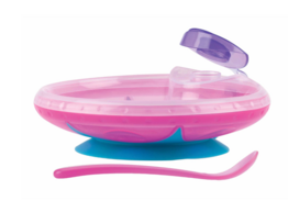 5 pk. Varmt vands tallerken fra Nuby - Hold maden varm - Pink