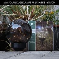 2 stk. mia solar kuglelampe med lyskæde ø15 cm(ubrugt)