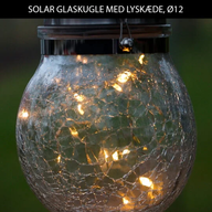 2 stk. solar glaskugle med lyskæde ø 12cm(ubrugt)