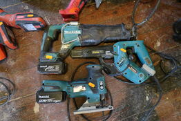 3 stk. håndværtøj MAKITA DJR187, 6834 med 2 stk. batterier 