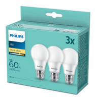 8 pk. Philips LED pære Standard 8W/827 (60W) Mat 3-pak E27