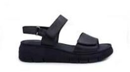 Sort skind sandal på kilehæl Relaxshoe 936-004 - Str. 40