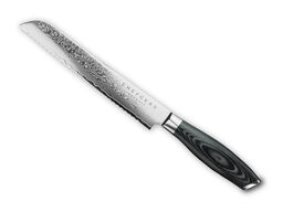 Brødkniv, 21 cm knivblad, udført i 67 lags Damaskus stål. 