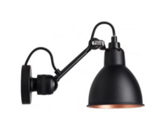 Lampe Gras N304 Væglampe Mat Sort & Mat Sort/Kobber Hardwired