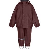 2 sæt Mikk-Line PU Regntøj - Decadent Chocolate / Bordeaux Rød - Str. 128