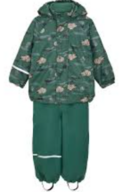 Rainwear Set - AOP, w. fleece - Smoke Pine - Str. 80