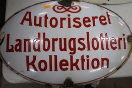 Emaljeskilt "Autoriseret Landbrugslotteri Kollektion"