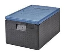 6 stk. Madtransportboks m/blå låg 1/1 GN 46 ltr CamGoBox EPP180