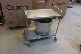 Serveringsvogn i rustfri stål 54x85 cm inkl. stor gryde