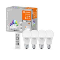 4 pak. ledvance pære wifi e27 led rgb og cct dæmpbar m.remote(ubrugt)