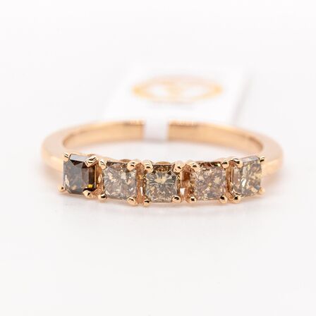 Diamantring med 1.20 ct Fancy Light Brownish Yellow diamant i Pink Guld - Vejl. pris: 12.995,-