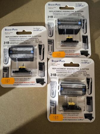 3 stk. udskiftelige hoveder til BRAUN series 3 barbermaskiner