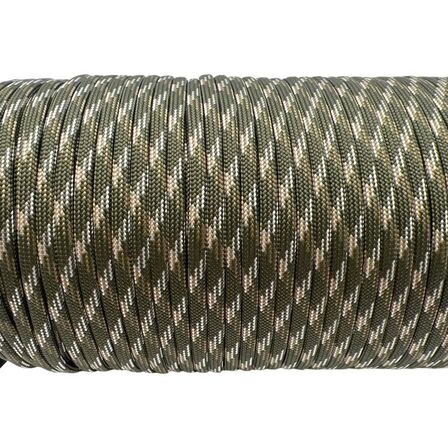 3 stk. Faldskærmsline Paracord 550 100M Grøn Camo