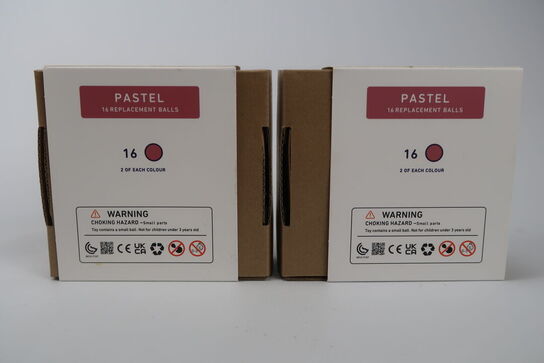 2 pk. 16 ekstra pastelkugler til Magnetkuglebane - Connetix