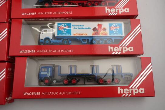 8 stk. modellastbiler HERPA 839002, 811388, 859102 m.fl.