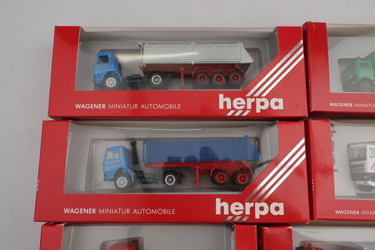 8 stk. modellastbiler HERPA 806037, 140591, 862001 m.fl.