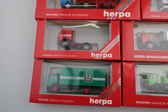 8 stk. modellastbiler HERPA 806037, 140591, 862001 m.fl.